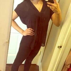 NWT silk chiffon cap sleeve front pleat blouse